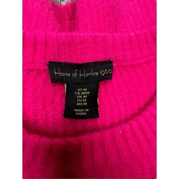 House of Harlow Women’s Medium Fuchsia Pink Sweater Rhinestone Detail Cropped - Picture 6 of 7